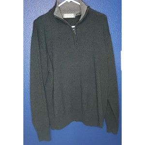 Oscar de la Renta 1/4 Zip Sweater Black Dark Gray 60% cotton 40%  acrylic XXL